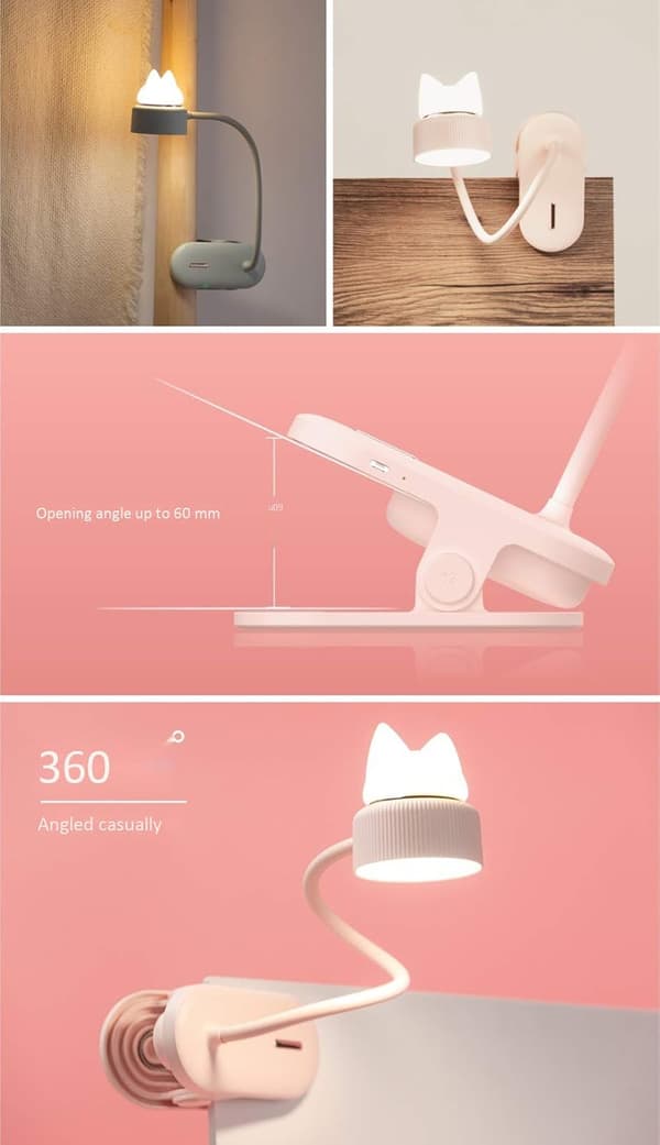 360° fleksibelt nattlys ved sengen, 3 lysmoduser, LED øyebeskyttelse