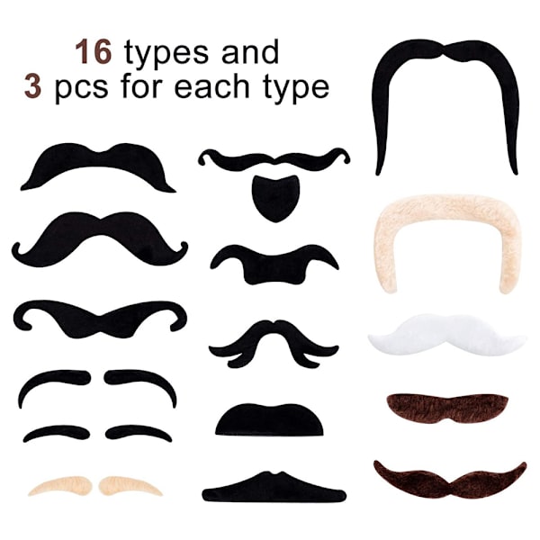 48st självhäftande mustasch Sticky Beards Fake Skägg Rekvisita För 48pcs