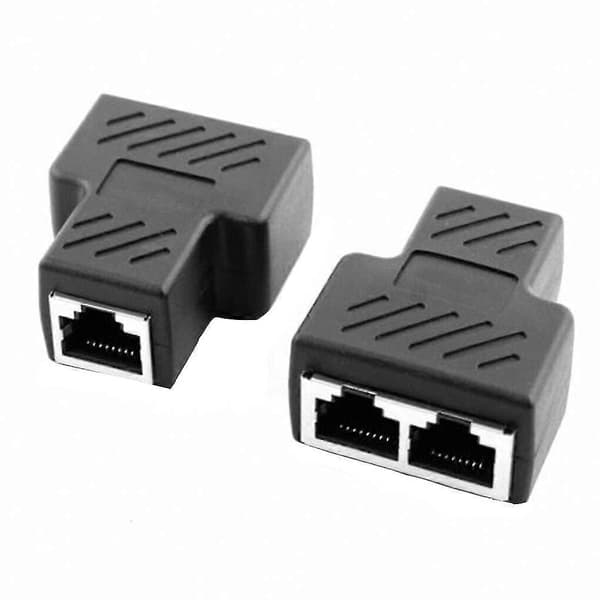 2 stk. internetkabelsplitter Ethernet RJ45-kabel dobbeltportstik netværkskabelopdelingskonverter