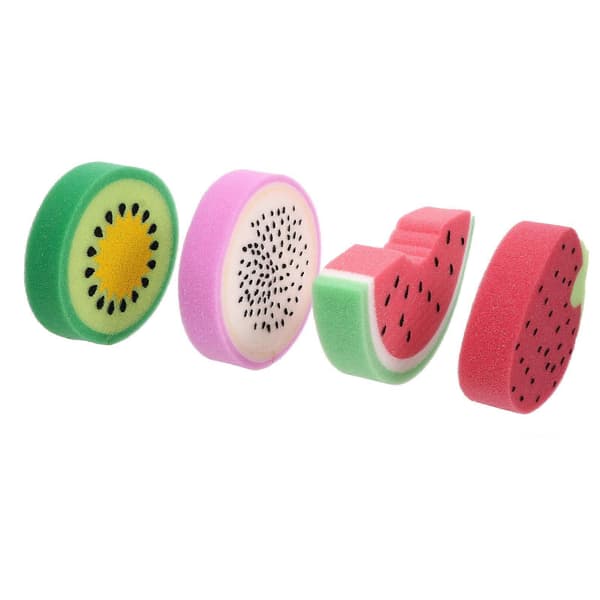 4 stk Nydelige fruktformede badesvamper og skrubbere for barn