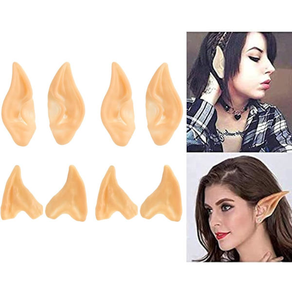 Latex Alveører, 4 par Fairy Pixie Alveører Spisse proteseører