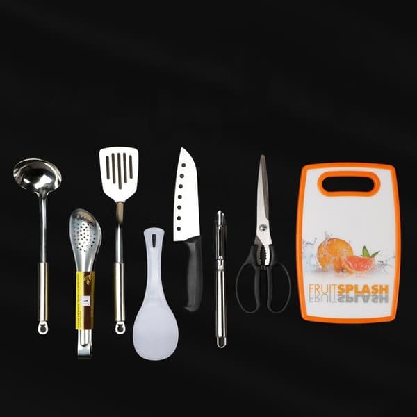 8 Styck/ set Camping Köksredskap Bärbar Vandring BBQ Matservis Husbilsvagnsutrustning Green
