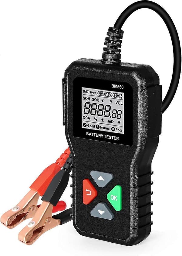 Bilbatteritester, BM550 Bilbatteritester 6V 12V 24V Batteritester med Spenningstest 100 til 2000 CCA Batterianalysator for Bil og Lastebil
