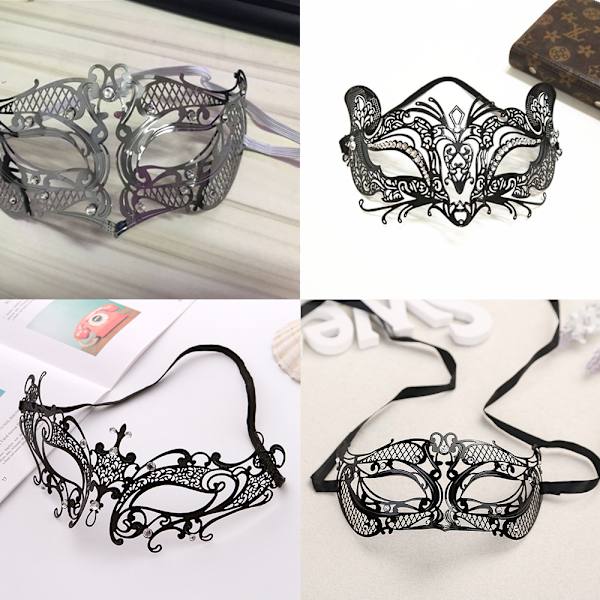 Maskeradmask för kvinnor Shiny Rhinestone Venetian Party Prom D