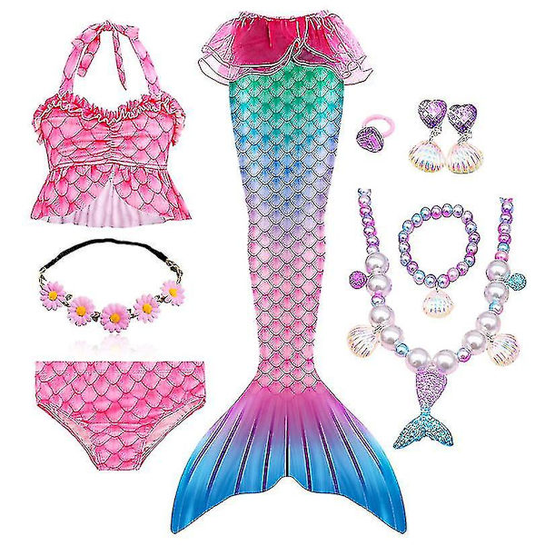 Fantasy Barn Sjöjungfru Svansar Simning Fest Kostymer Halloween Little Mermaid Flickor Baddräkt Bikini Set Baddräkt