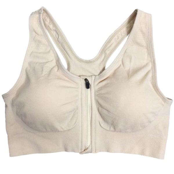 Kvinner Sports-BH High Impact Front Feste Glidelås Trådløs Post Surgery Support Trenings-BH Full Dekning Løpe-BH Flesh 4XL