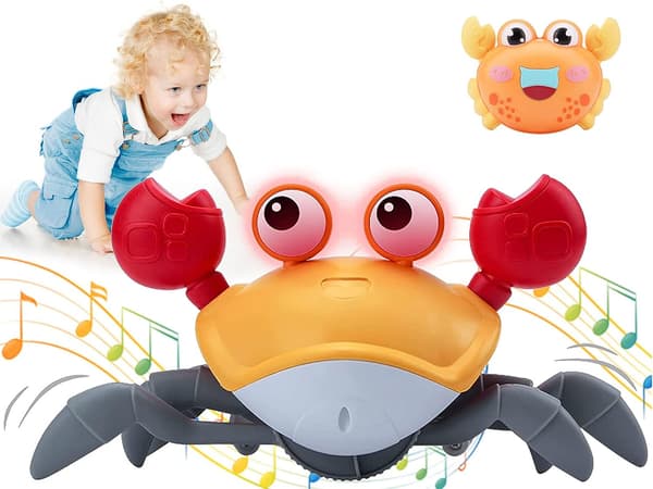 Baby Crawling Crab Toy, Interactive Tummy Time Crab Toy med M
