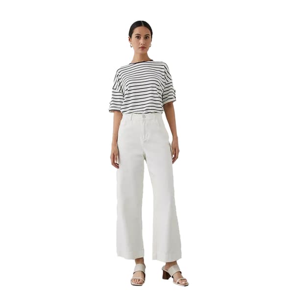 Principer Dam/Dam Kontrastrandig T-shirt  Vit White 14 UK