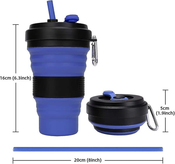 Hopfällbar resemugg - 1-pack silikon vikbar campingmugg sportflaska med