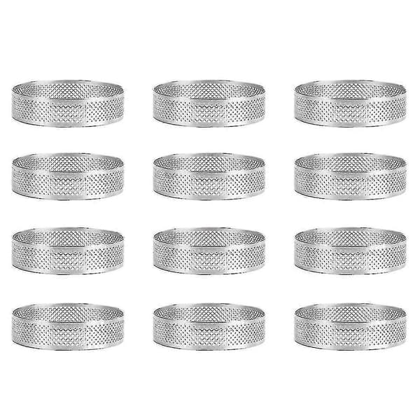 12 Pak Rustfrit Stål Tærteforme, Kompatibel Kage Mousse Ring, 6cm