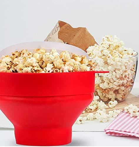 Hopfällbar popcornskål i silikon, röd