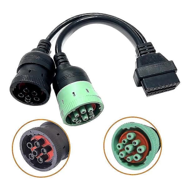 6-benet J1708 eller 9-benet J1939 til 16-benet Obd2 Obdii adapterkabel til lastbilbil