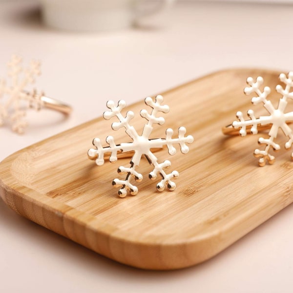 Servietringe til bryllup Sæt med 6 - Snowflake Gold Servietringe til