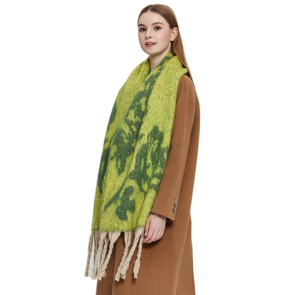 Skjerf, strikket sjal, frynset roseskjerf, 185x40cm