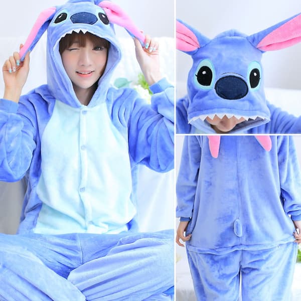 Stitch pyjamas blå rosa jumpsuit forældre-barn Stitch pyjamas Blue Stitch 105-120