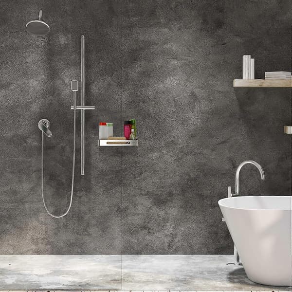 Brusehylde, skinnende rustfrit stål, til shampoo, 4,5 x 31 x 12 cm, ophængningsholder, sølv