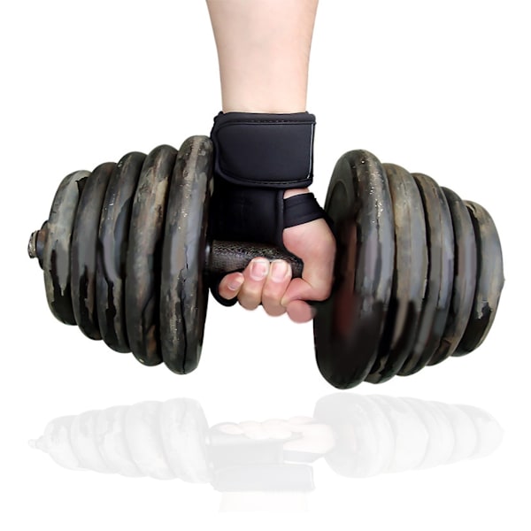 Powerlifting Workout Handske Gym Workout Handske Lyftgrepp Pull Up Grips Kuddar Lyftande svettsäker dyna med 4 Finger-loopar Black XL