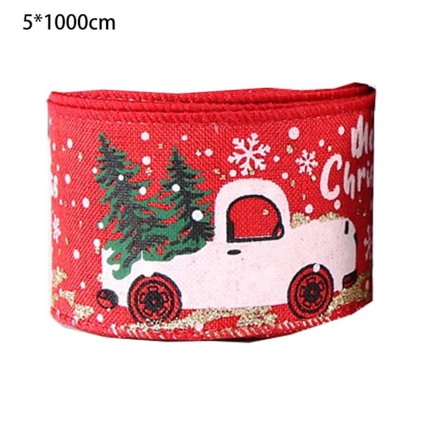Christmas Wired Edge Bånd Juletre Snømann Lastebil Wired car red