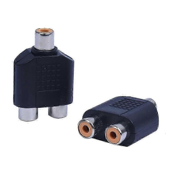 2 kpl RCA AV-jakaja Y-adapteri 1 naaras 2 naarasta, musta