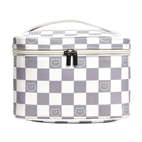 Vintage schackbrädetryckt kosmetisk väska, bärbar printed , toalettväska med stor kapacitet
