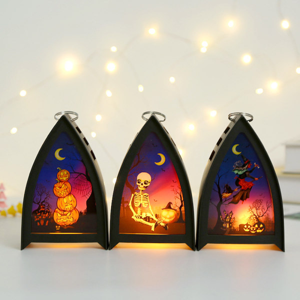 Halloween nattlampa, pumpa skelett häxa Halloween bord Skeleton