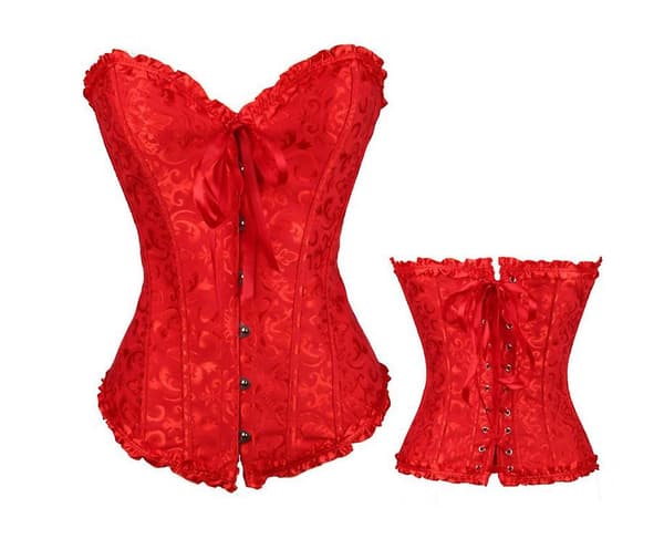 Jacquardväst shapewear, axelbandslös korsett Red S