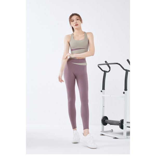 Yogabukser Dame hofteløftende maveelastisk kryds talje Hurtigtørrende sportsleggings (bærlilla)S