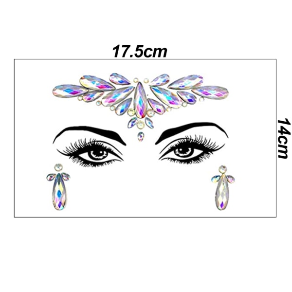 Rhinestone Face Gems Jewels, Rave Crystals Face Gems -liimattavat, style 3