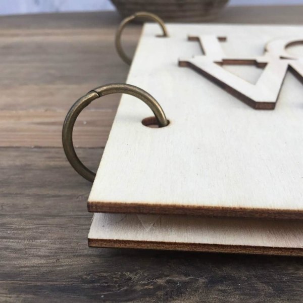 Rustik gästbok i trä för bröllop, förlovning, scrapbooking