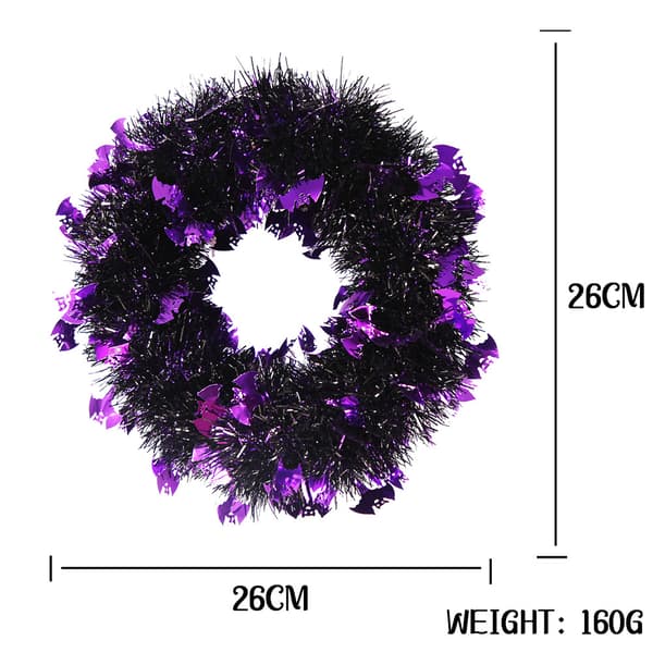 Halloween krans dekor glitter rund krans hängande dörr vägg purple bat