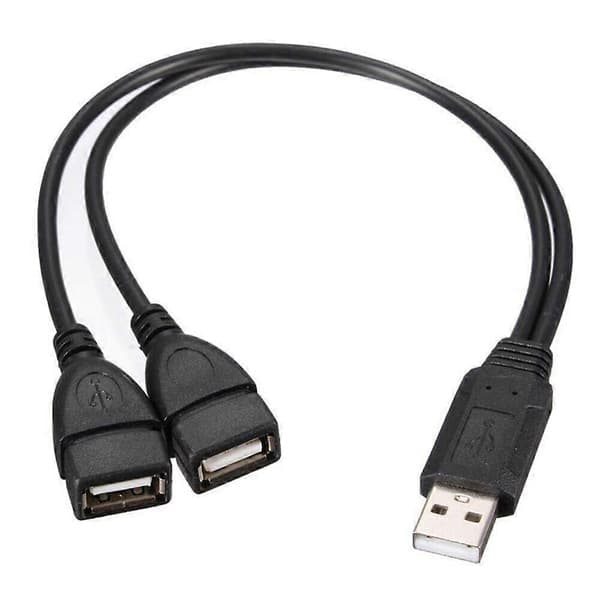 2 stk. USB 2.0 A Han til 2 Hun Y Splitter Strømkabel Adapter Forlængerkabler
