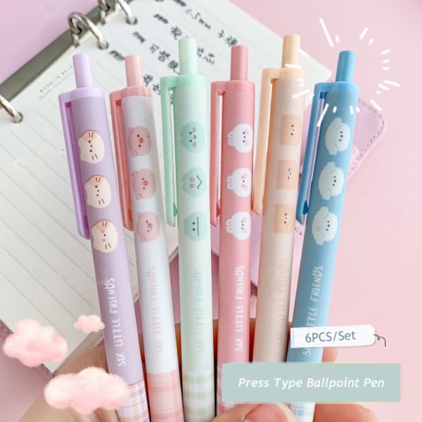 6 STK/ SET Kulepenn Rollerball Penn Gelpenner 6PCS/SET