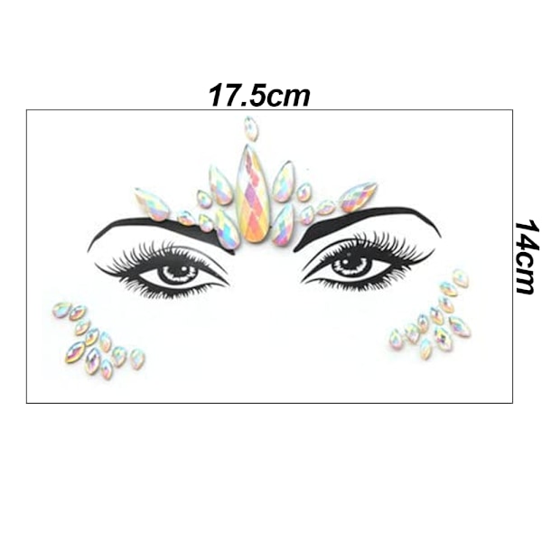 Face Gems, 1 bit Rhinestone Face Sticker, Självhäftande ansikte style 1