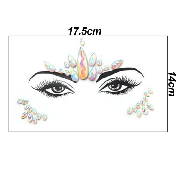 Rhinestone Face Gems Jewels, Rave Crystals Face Gems Stick on, style 1