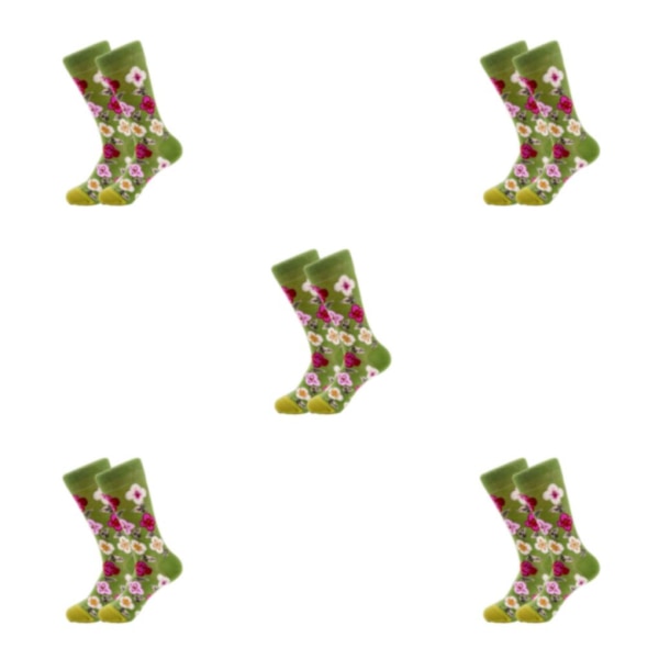 1/2/3/5 Färgglada Blomma Och Växter Strumpor För Dam - Lämplig 1#One size fits all 5PCS