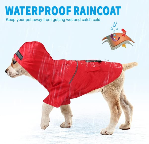 Lettvekts regnjakke for hund Regnponcho for hund, med refleks