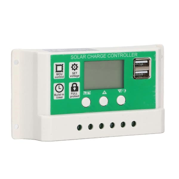 PWM solcellekontroller automatisk identifikasjon dobbel USB-port solcellelader med PV-kabel for hjem 24V 12V 10A