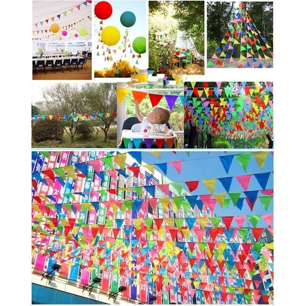 80 m, Bunting coloré de partie Drapeau triangel Chaîne de