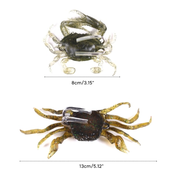 Konstgjorda krabbbeten, Simuleringskrabba mjuka beten med krokar, Havsfiske Crankbaits Bait-fällor, Saltvattensfiskredskap 3