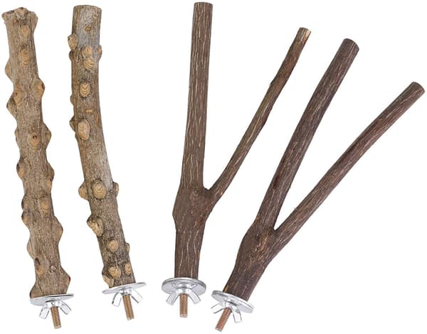 4-pack Bird Abborre Papegoja Stativ Naturträ Abborre Papegoja Toy