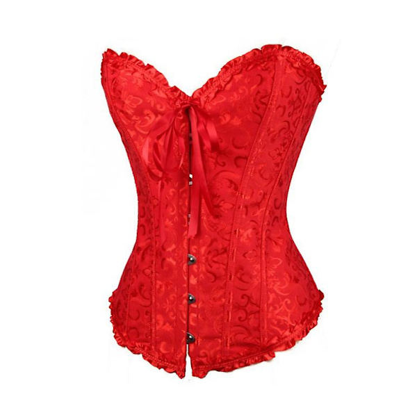 Jacquard vest shapewear, stropløs korset Red XL