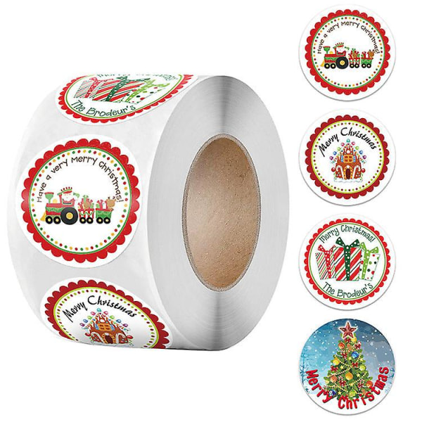 3X500st xmas jule klistremerker rull etiketter pakke 4 design tre tegneseriebil ferie glad