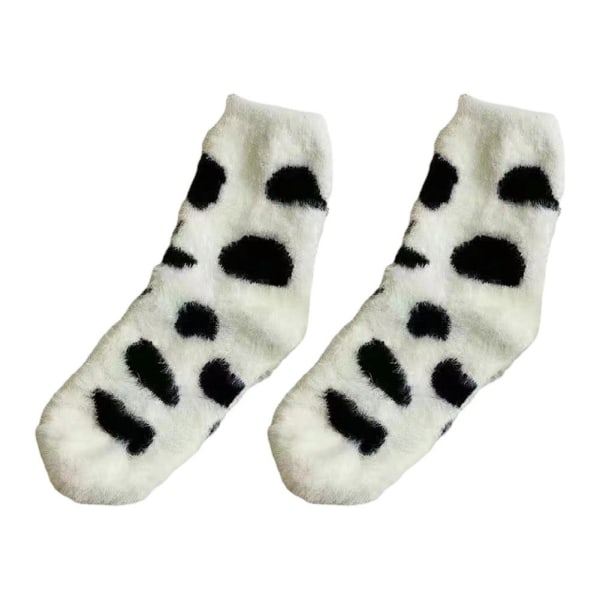 Dam SoftFluffy Sängstrumpor Vinter Varm Lounge Tofflor tecknad Så white 16*11cm
