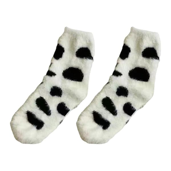 Dame SoftFluffy Sengestrømper Vinter Varm Lounge Tøfler tegneserie Så white2 16*11cm