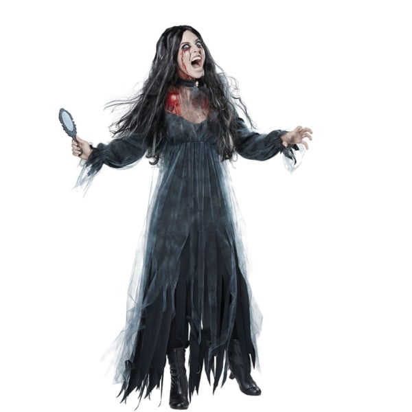 Kvinnors spökbrud Halloween Cosplay Kostym Finklänning black M