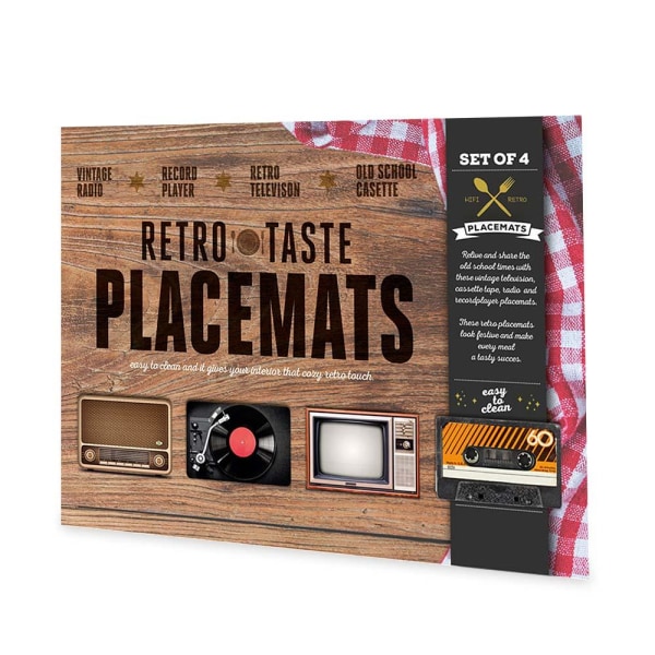 4x Tallriksunderlägg - Retro-design multicolor