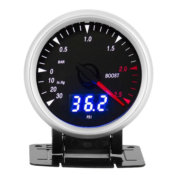60mm/2.5in 12V Universal LED Bil Turbo Boost Måler ?30?2.5 BAR LED Indikator Kontrol