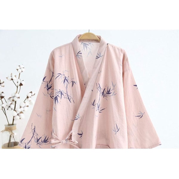 Japansk Kimono Nattlinne Morgonrock - Traditionell stil 100 % Bomull Vår Sommar Husklänning Basturock Lätt Tunna Nattkläder för Kvinnor Män