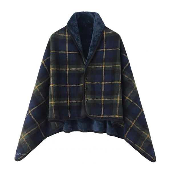 Kvinnors Multiway Rutig Poncho Sjal Wrap Fleece Bärbar Filt Ultra Mjuk Sherpa Flanell Cape（Grön） qd green