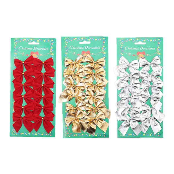 Guld Silver Band Bowknots Juldekoration Bows Xmas Tre Gold